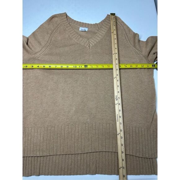 Old Navy Womens Cotton Blend Sweater Tan Long Sleeve V Neck Knit Sz L See Notes - Picture 7 of 12